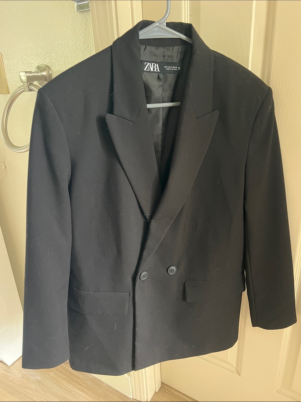 Zara Black Double-Breasted Blazer